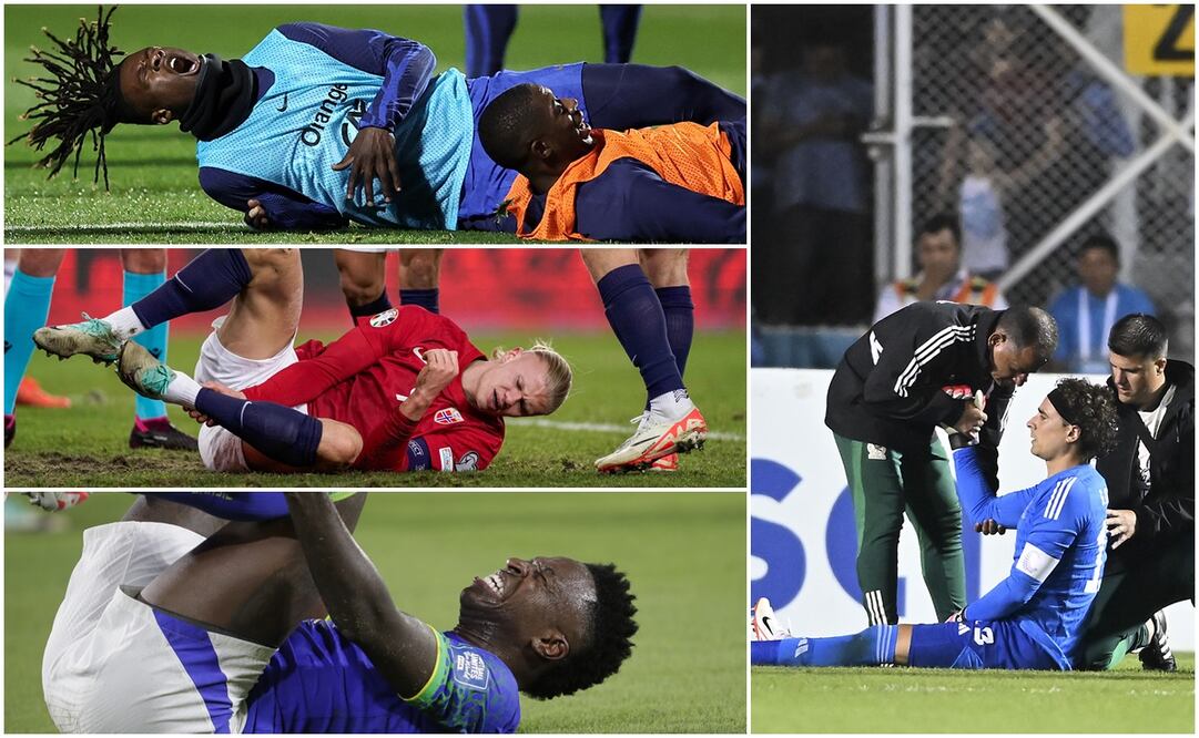 Camavinga, Haaland, Vinicius y Guillermo Ochoa lastimados con sus selecciones / FOTOS: AP, EFE y AFP