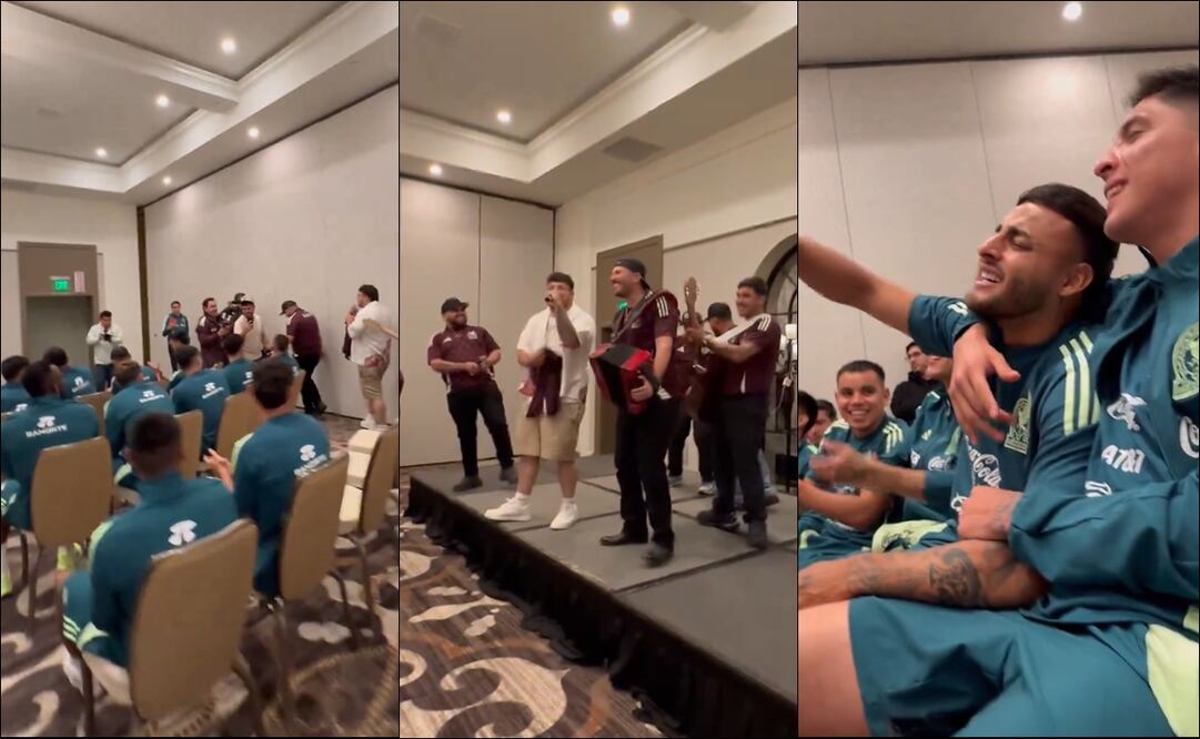 Jugadores de la Selección Mexicana disfrutaron la serenata del Grupo Frontera. FOTO: Capturas