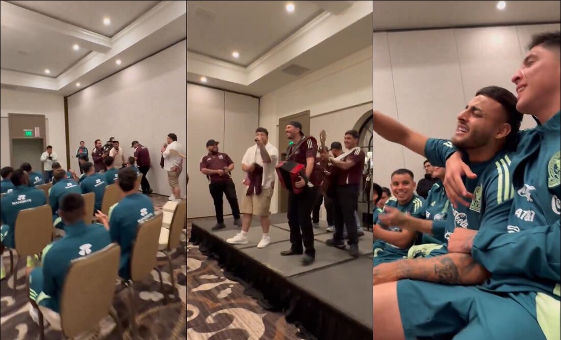 Jugadores de la Selección Mexicana disfrutaron la serenata del Grupo Frontera. FOTO: Capturas