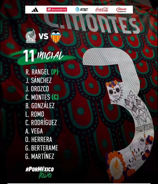 Esta es la alineación de México ante valencia en el Estadio Cuauhtémoc. Foto: Especial
