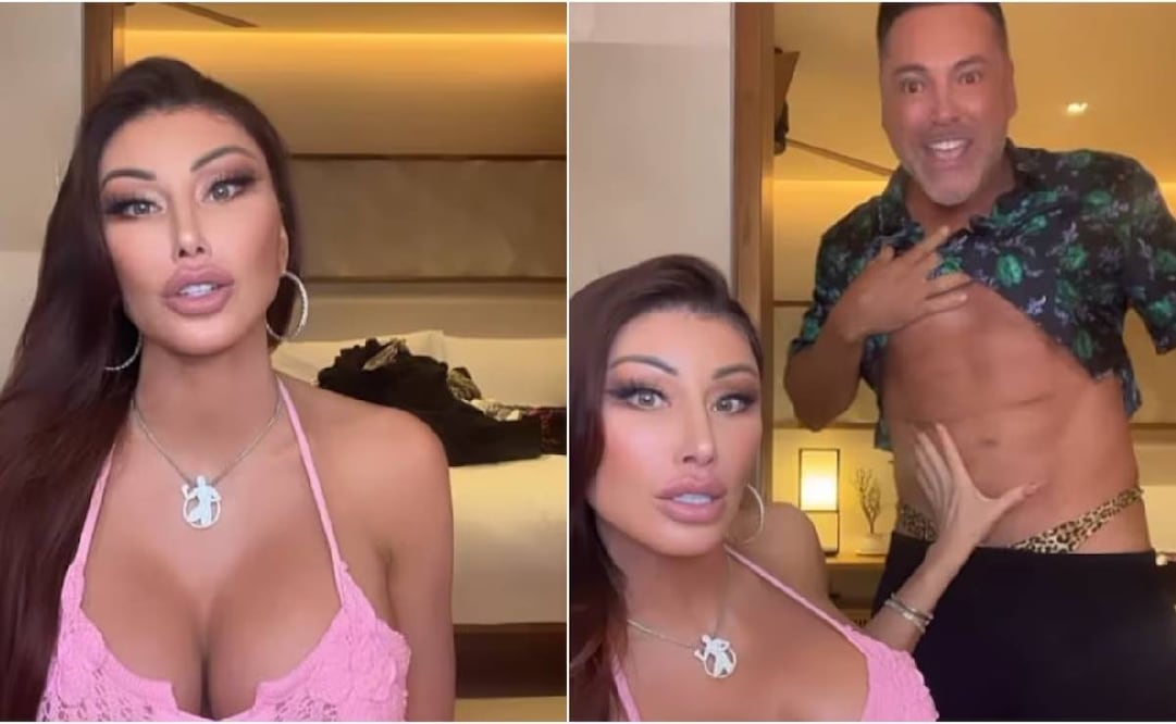 Óscar de la Hoya y su pareja Holly Sonders se hicieron virales debido a un baile subido de tono en ropa interior que compartieron en redes sociales. Foto: Especial