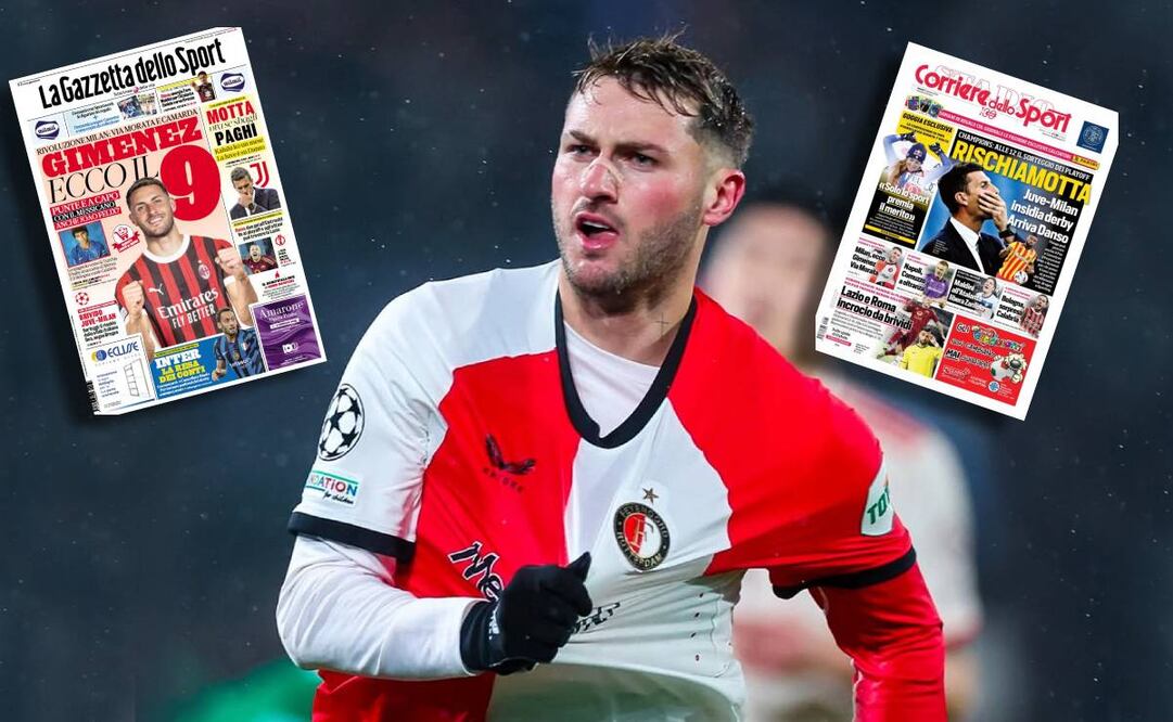 Así aparece Santi Giménez en las portadas de la prensa italiana. FOTO: @sant.gimenez