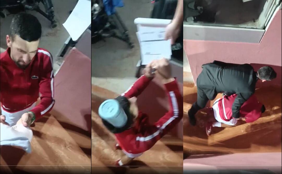 Novak Djokovic fue golpeado por un aficionado con una botella en la cabeza. Foto: Especial