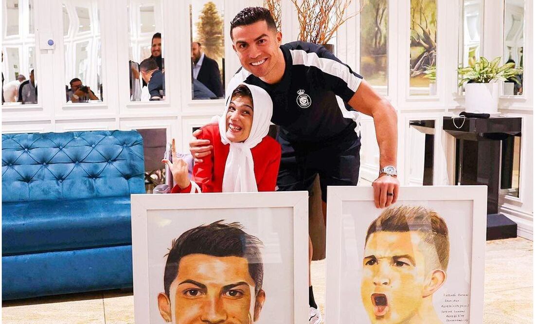 Cristiano Ronaldo y la pintora iraní Fatemeh Hamami - Twitter: @IraninSpain