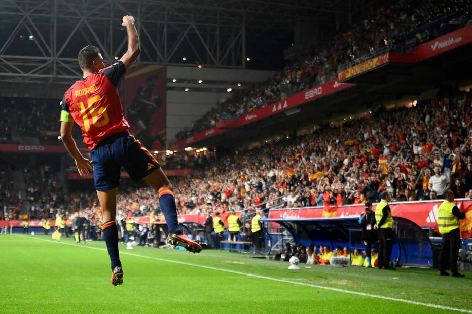 Rodri con la selección de España Foto: AFP