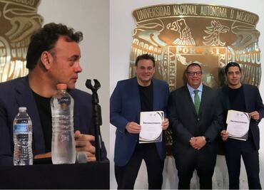 David Faitelson y Andrés Vaca aparecen en la UNAM; se echan un "Goya" con los estudiantes