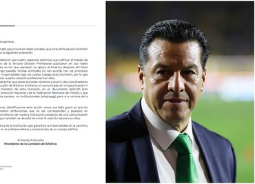 Comisión de Árbitros despide a coordinadores por comunicado apócrifo en el que pedían no apoyar al América