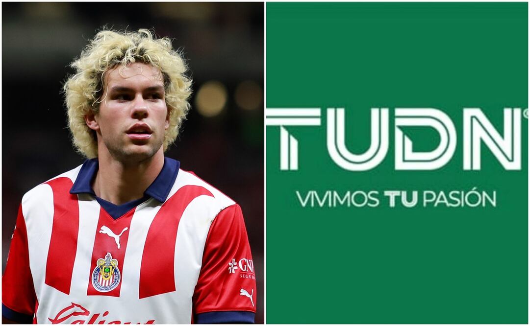 Cade Cowell ante Pumas y logo de TUDN / FOTOS: Imago7 y Especial