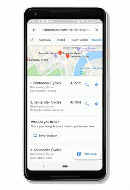 Ya puedes usar Google Maps para ubicar estaciones de bicicletas compartidas