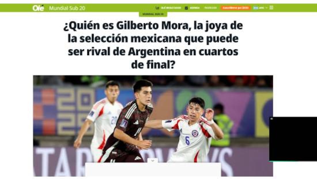 El medio argentino 'Olé' le dedicó un espacio a Gilberto Mora. Foto: Especial