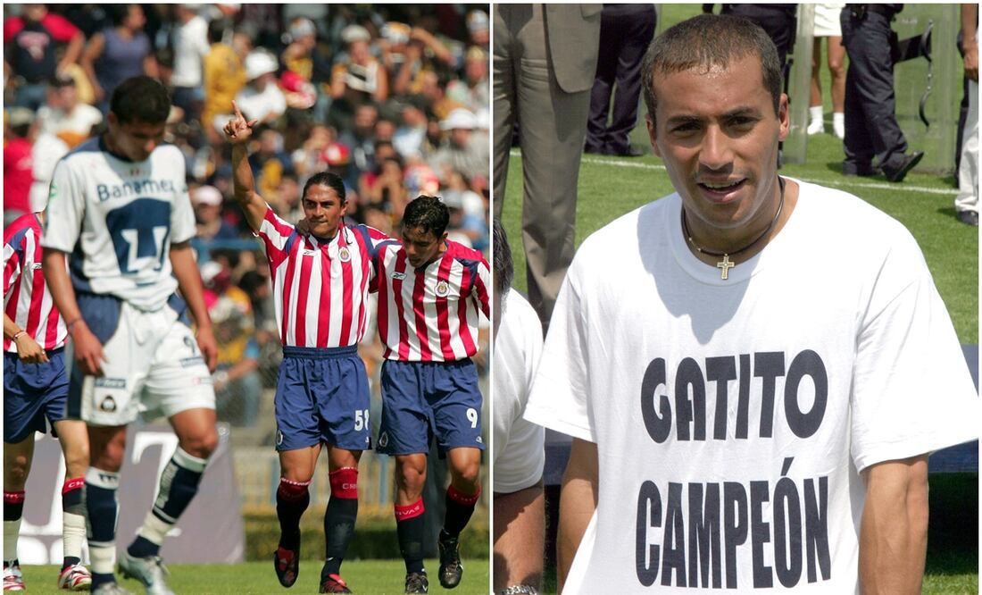 Palencia festejando el 5-1 ante Pumas y Ailton Da Silva festejando campeonato 2004 / FOTO: El Universal