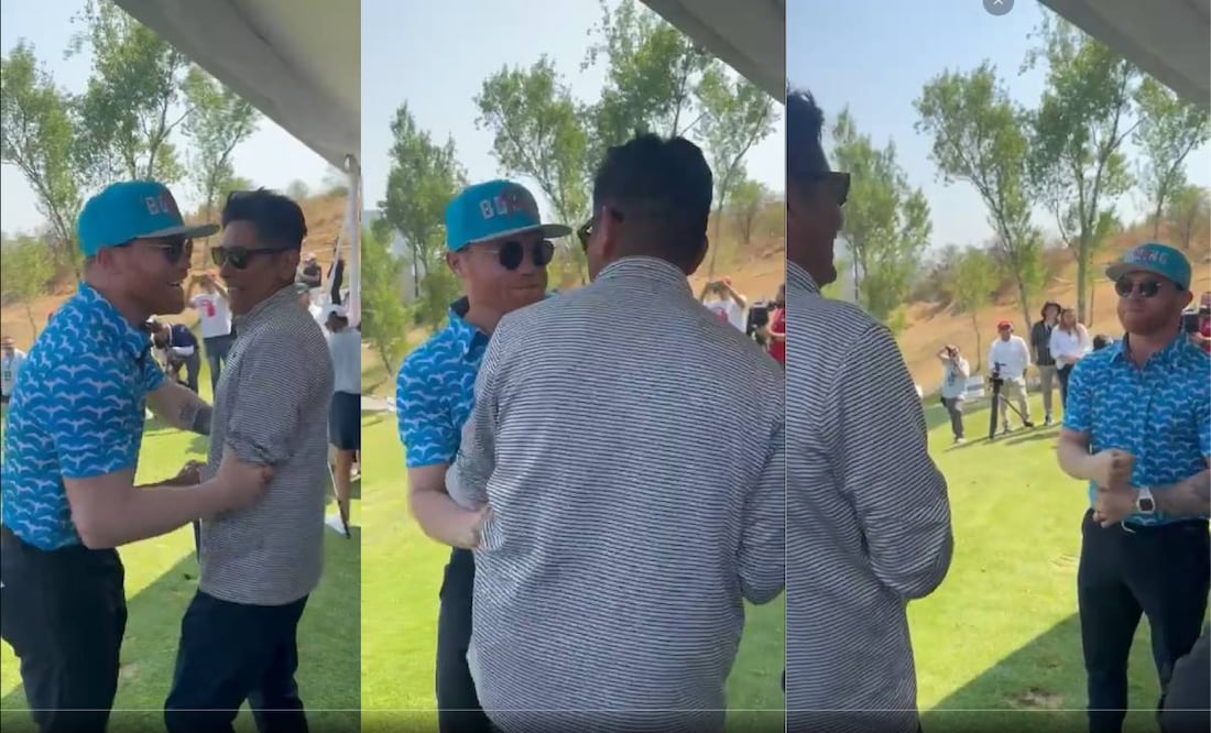Canelo Álvarez se pasó un grato momento junto a Jorge Campos en un torneo de golf. Foto: Especial