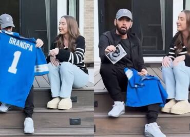 Eminem anunció que se convertirá en abuelo con una playera de los Leones de Detroit