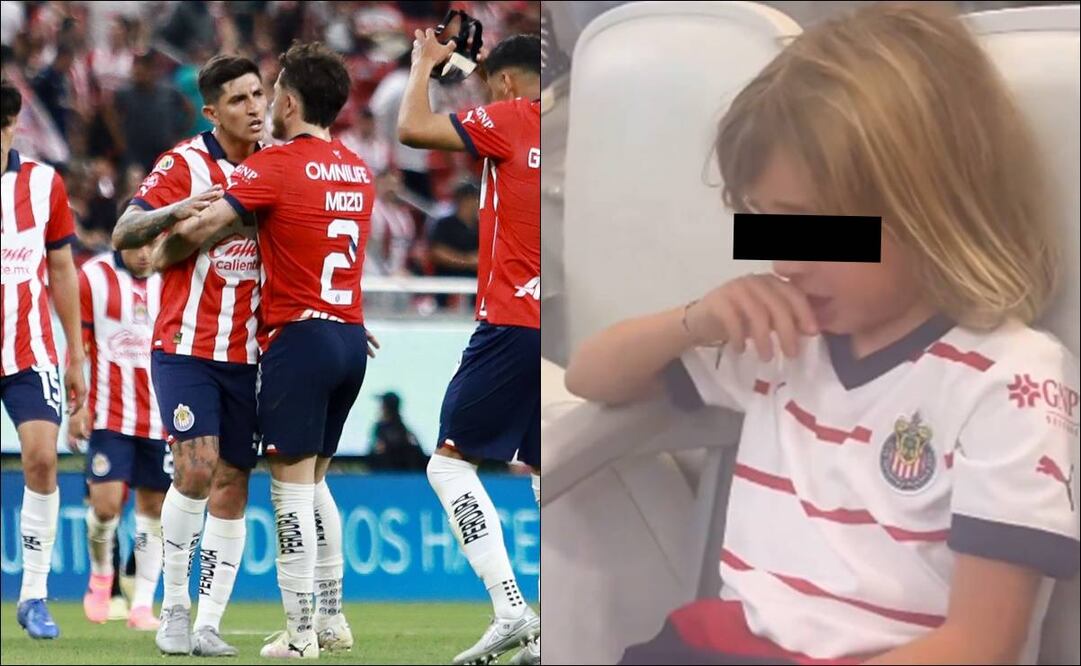 El hijo de Fernando Gago llora tras el gol anotado por el 'Pocho' Guzmán. FOTOS: Imago7 / Captura