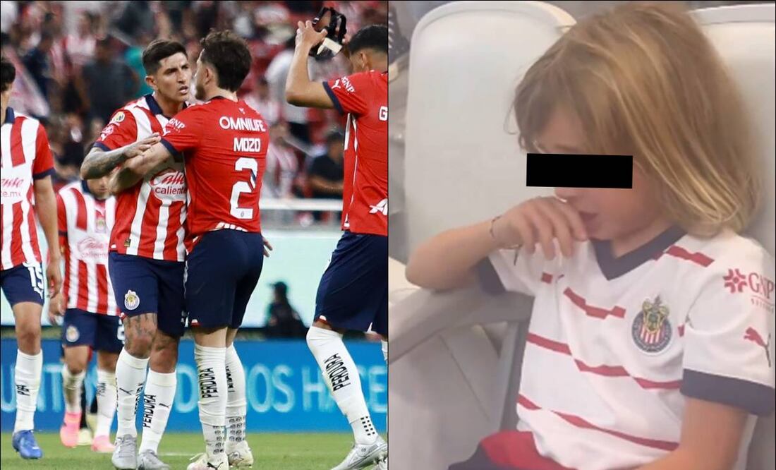 El hijo de Fernando Gago llora tras el gol anotado por el 'Pocho' Guzmán. FOTOS: Imago7 / Captura