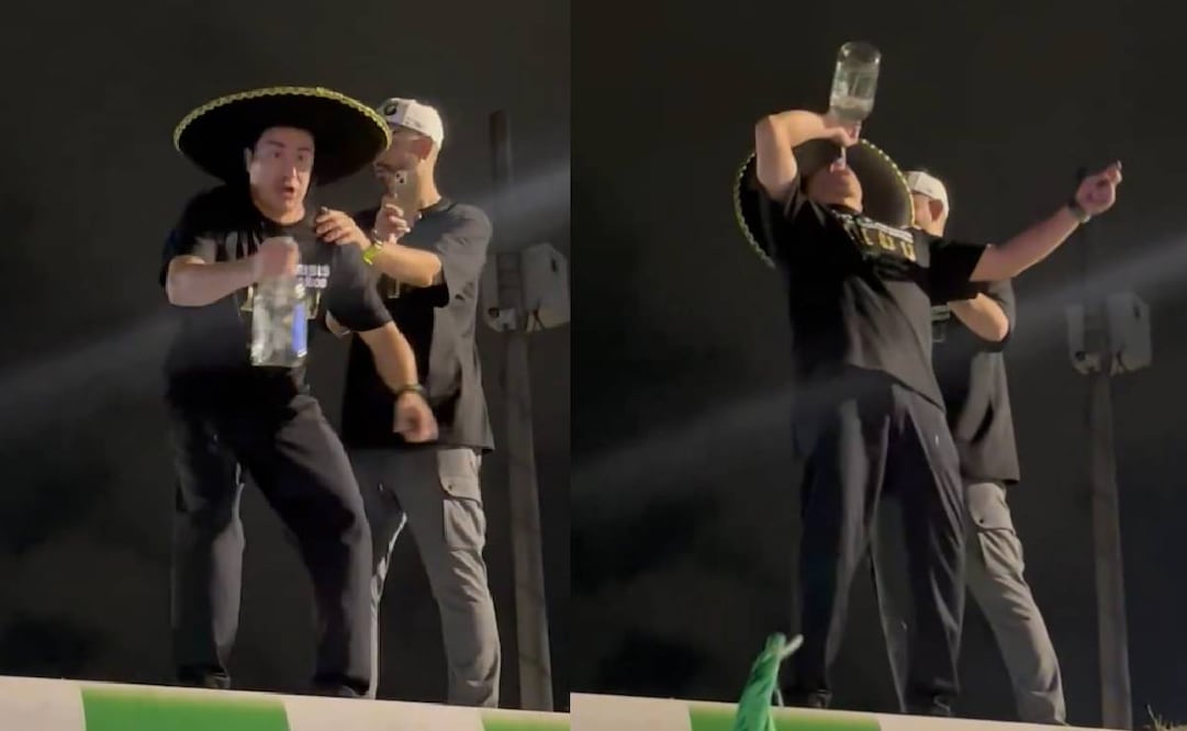 Efraín Juárez sorprendió tomando guaro directo de la botella. Foto: Especial