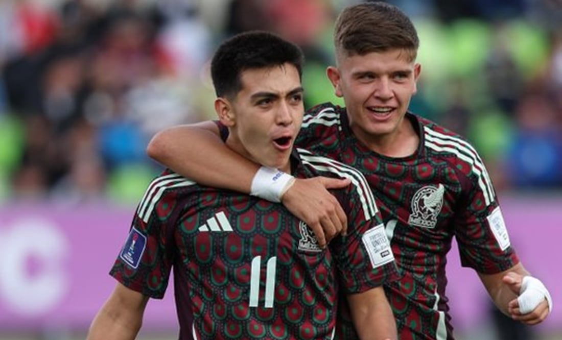Selección Mexicana en festejo de gol, durante el encuentro ante Marruecos en la Fase de Grupos del Mundial Sub-20 - Foto: @miseleccionsubs en X