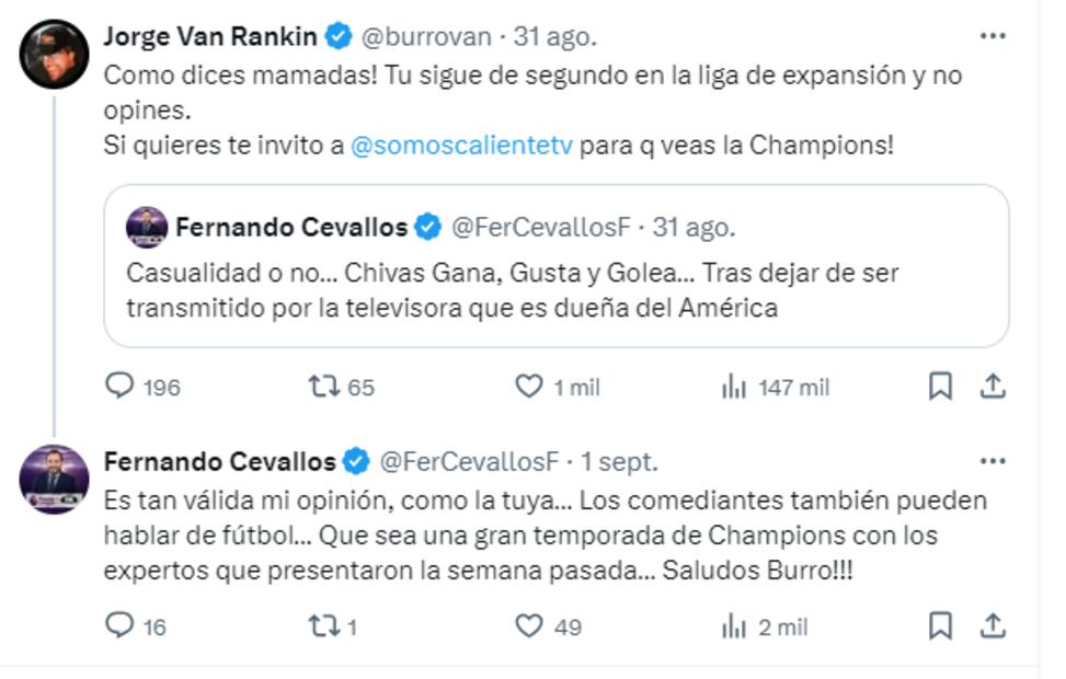 El Burro Van Rankin insultó a Fernando Cevallos por comentario contra Televisa. Foto: Especial