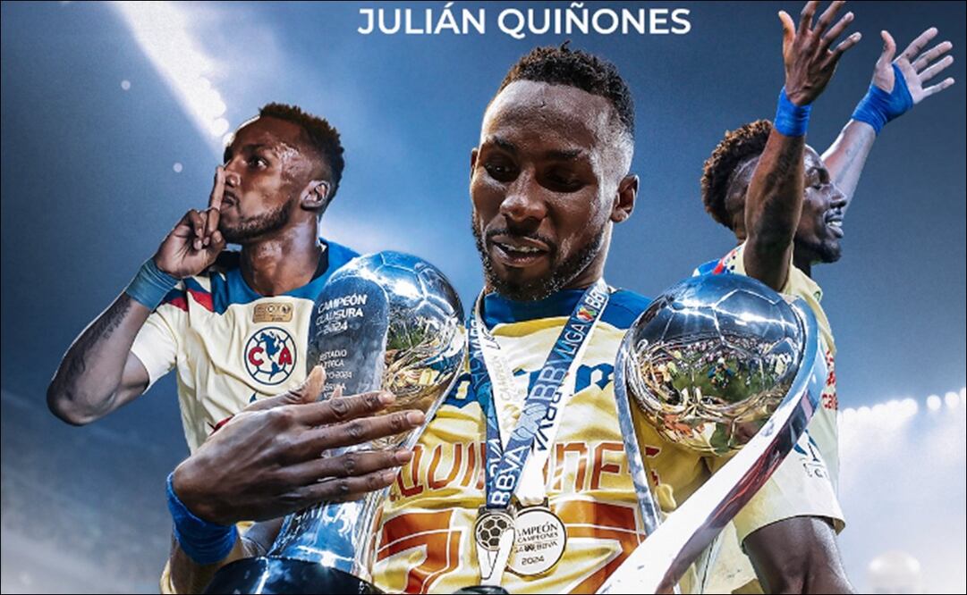 Con esta imagen, el América despidió a Julián Quiñones en sus redes sociales. FOTO: @ClubAmerica