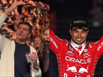 Max Verstappen fue captado coreando a Checo Pérez tras el Gran Premio de Las Vegas