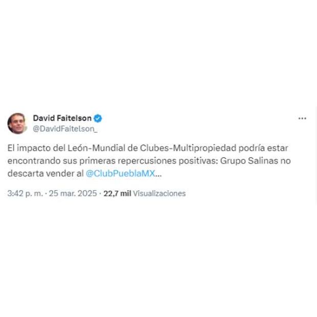 David Faitelson aseguró en sus redes sociales que Puebla será vendido por Ricardo Salinas Pliego. Foto: Especial