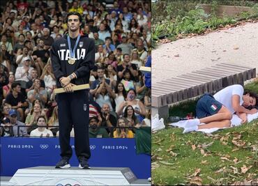 Medallista de oro de natación es captado durmiendo en un parque fuera de la Villa Olímpica