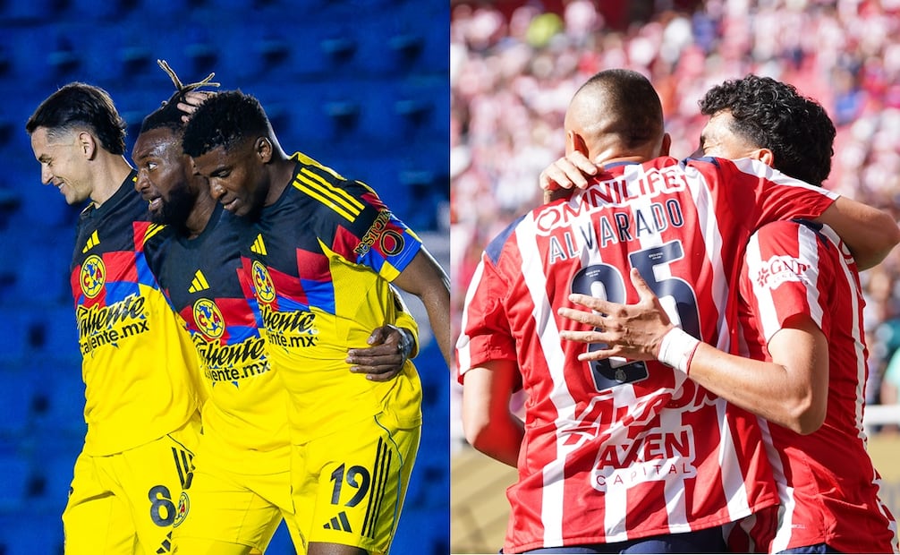 América y Chivas en festejo de gol, durante la fase regular del Apertura 2025 - Fotos: Imago7