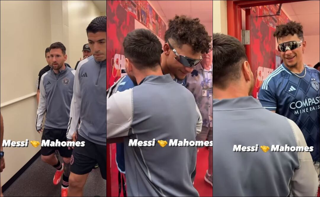 Lionel Messi y Patrick Mahomes se saludaron muy afectuosos en los pasillos del Sporting Park de Kansas City. FOTOS: Capturas