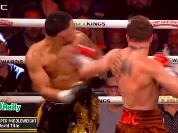 Canelo Álvarez mandó a la lona a Edgar Berlanga apenas en el tercer round