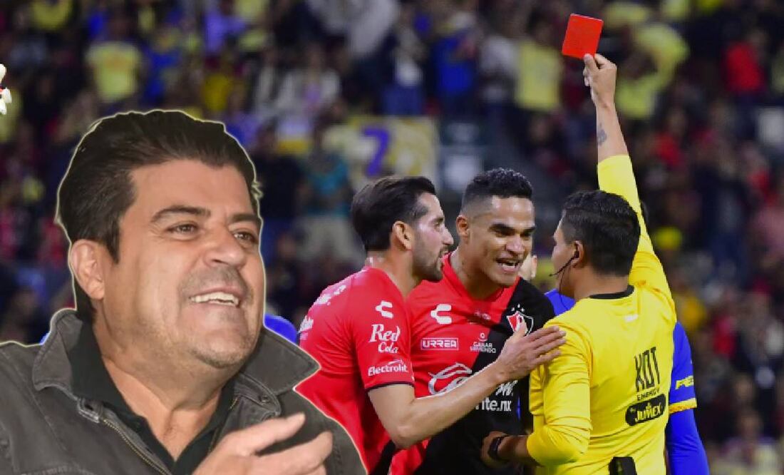 Jorge Van Rankin en un programa y Fernando Guerrero expulsando a jugador de Atlas ante América / FOTO: Imago7 y Captura