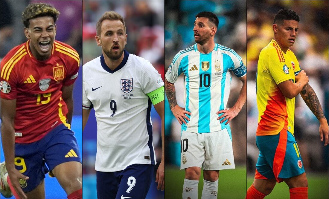 Lamine Yamal, Harry Kane, Lionel Messi y James Rodríguez. FOTOS: Especiales