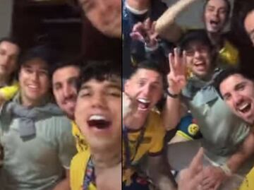 'Checo' Pérez celebró el título del América junto a los jugadores azulcrema en los vestidores
