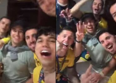 'Checo' Pérez celebró el título del América junto a los jugadores azulcrema en los vestidores