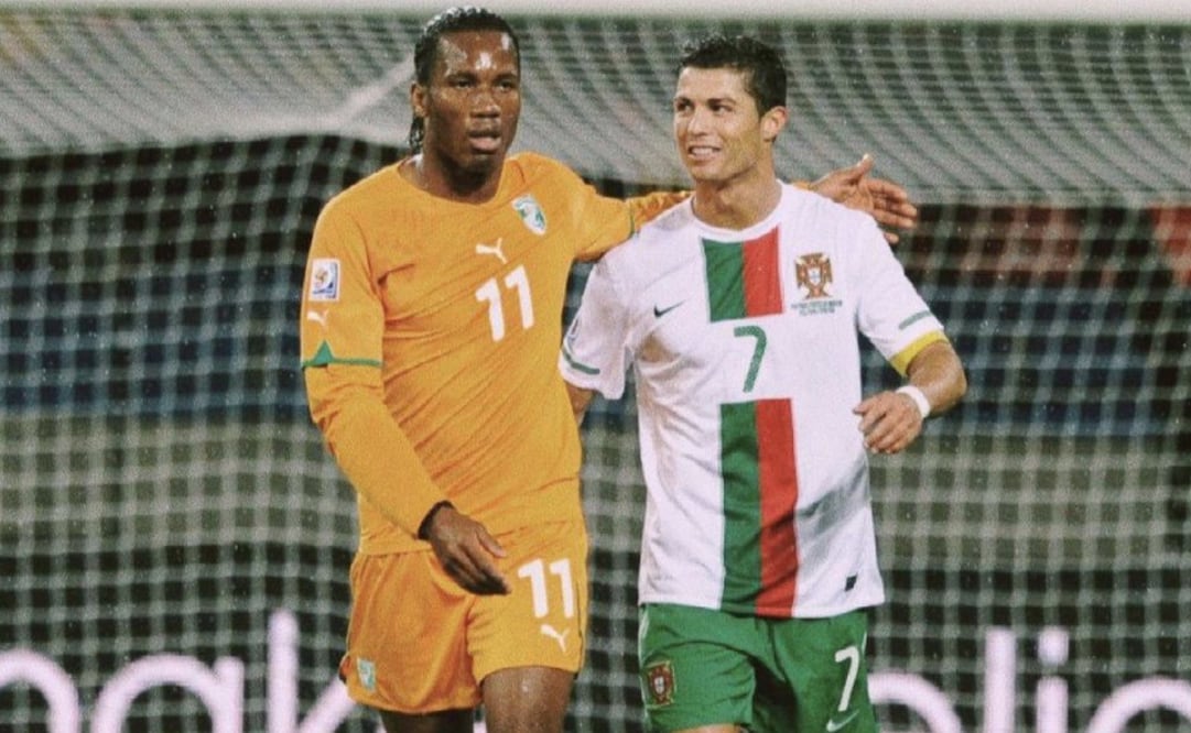 Didier Drogba y Cristiano Ronaldo en 2010 Foto: Especial