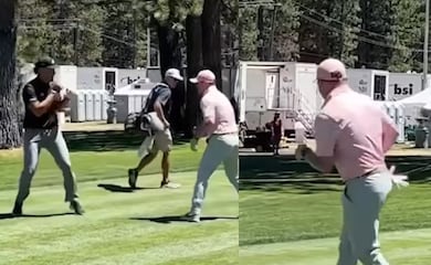 La vez que Canelo Álvarez actuó una pelea con Patrick Mahomes durante un torneo de golf 