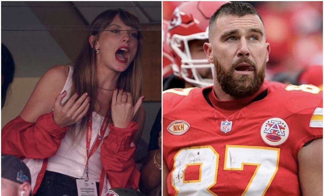 Taylor Swift y su pareja Travis Kelce, jugador de los Chiefs - AP