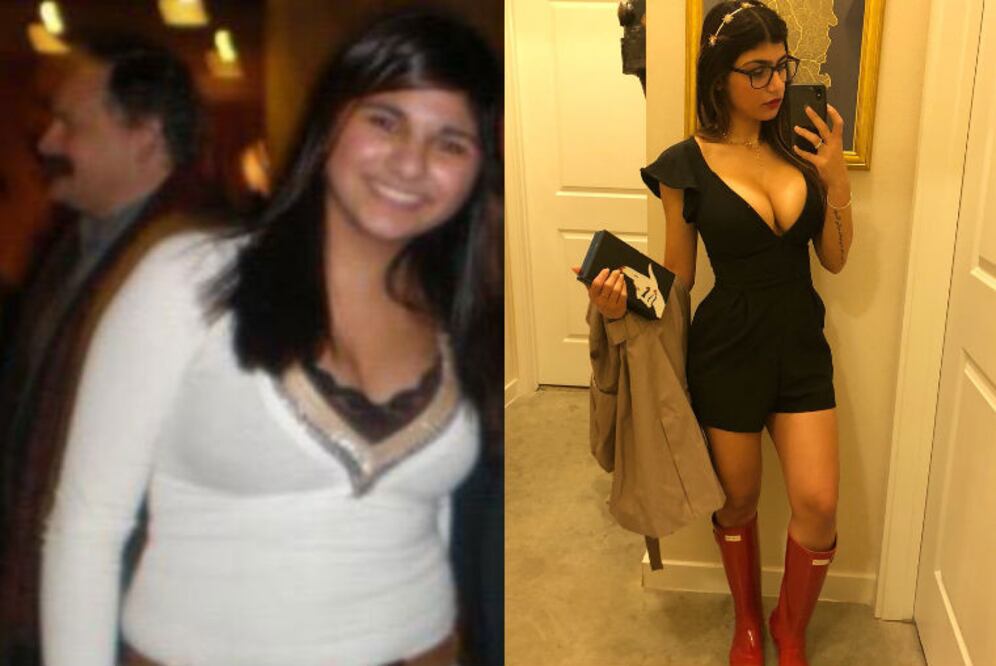 En sus redes sociales la estrella ha compartido fotos que muestran su pérdida de peso y la operación que se hizo para aumentar la talla de su busto. (Foto: Twitter e Instagram/miakhalifa)