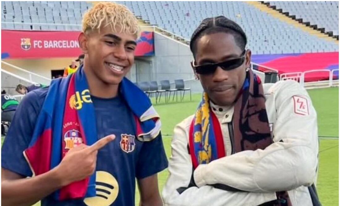 Lamine Yamal junto a Travis Scott Foto: Especial