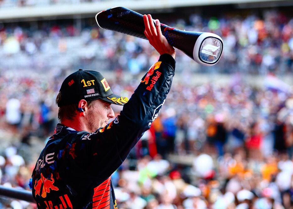 Max Verstappen en el podio del Gran Premio de Estados Unidos - Foto: @Max33Verstappen en X, antes Twitter