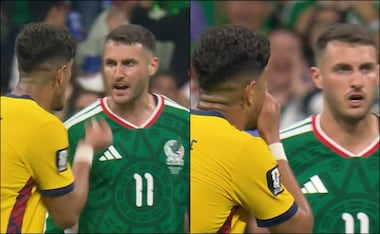 Revelan lo que Santi Giménez dijo a Piero Hincapié antes de que lo expulsaran. FOTOS: Capturas