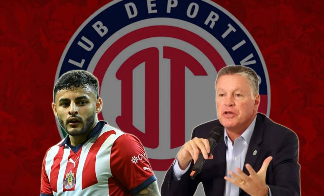 Alexis Vega con Chivas, Ricardo Peláez y logo del Toluca / FOTOS: Imago7 y capturas