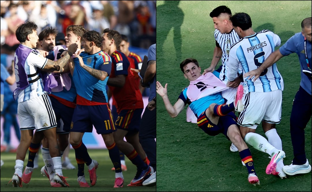 La Final de la Copa del Mundo terminó con una pequeña bronca entre españoles y argentinos. FOTOS: EFE