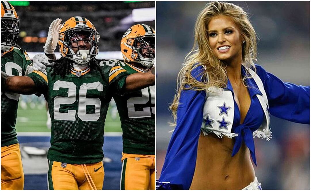 Jugadores de Green Bay contra Dallas y porrista de Cowboys / FOTOS: AP e Instagram @packers