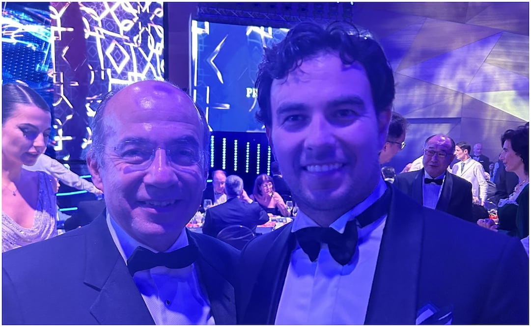 Felipe Calderón y 'Checo' Pérez en la entrega de premios de la Fórmula 1 / FOTO: Twitter @FelipeCalderon
