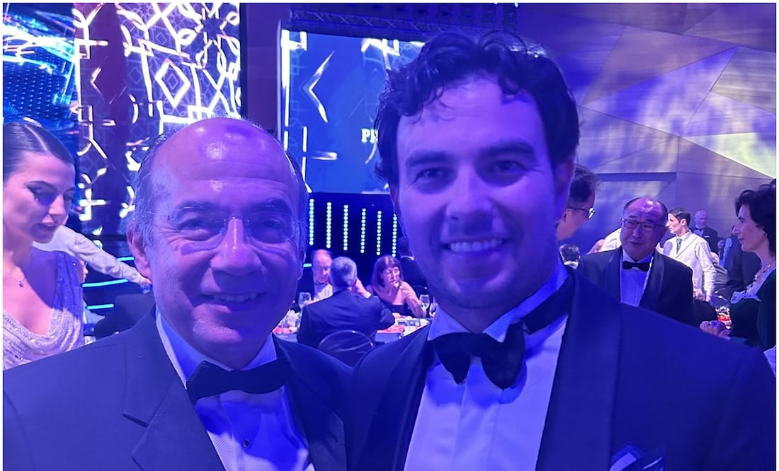 Felipe Calderón y 'Checo' Pérez en la entrega de premios de la Fórmula 1 / FOTO: Twitter @FelipeCalderon