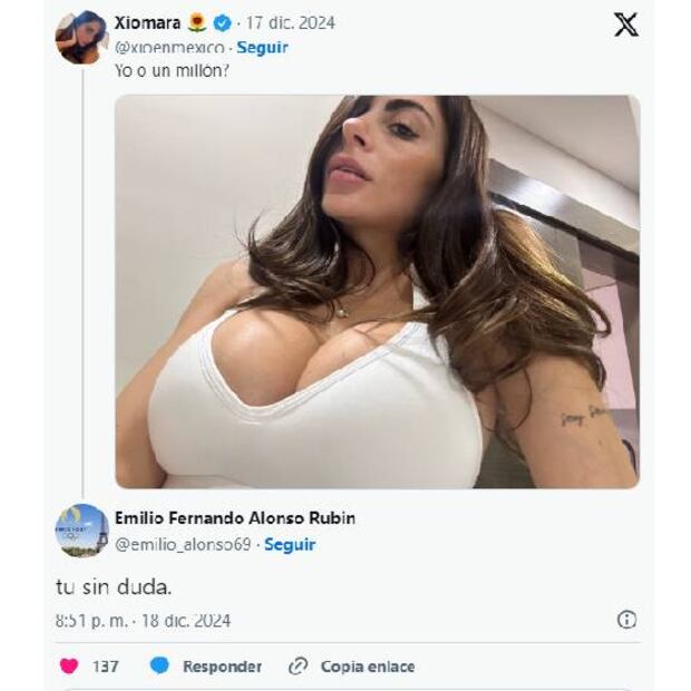 Este es el mensaje que le dedicó Emilio Fernando Alonso a Xiomara Carrión. Foto: Especial
