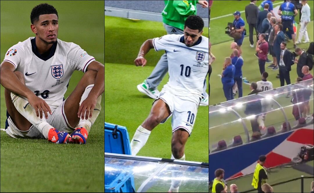 Jude Bellingham sacó la frustración pateando una hielera y haciendo berrinche. FOTO: AFP / Especiales