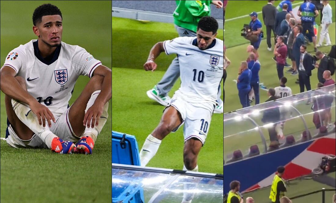 Jude Bellingham sacó la frustración pateando una hielera y haciendo berrinche. FOTO: AFP / Especiales