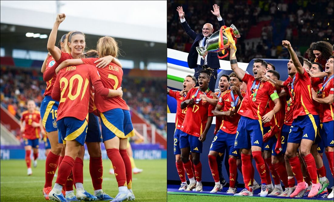 España, primer país que lidera la clasificación masculina y femenina de FIFA esta década. FOTOS: @SEFutbolFem / @SEFutbol