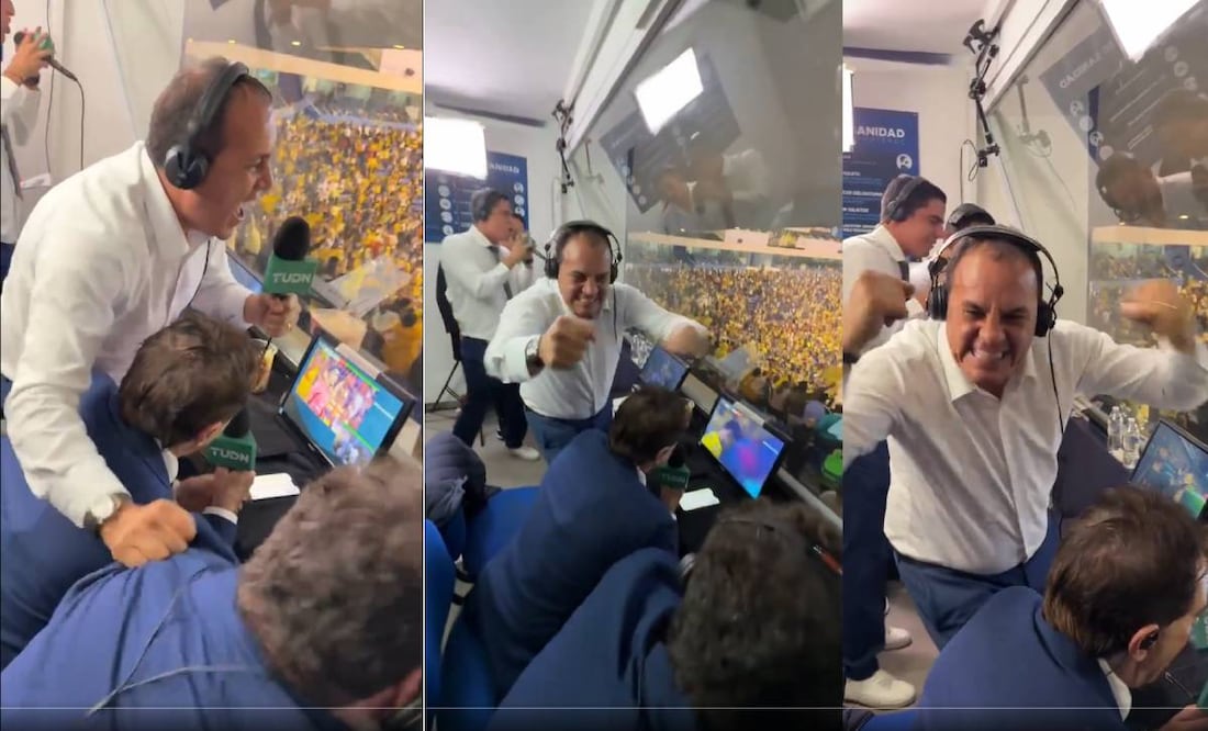 Cuauhtémoc Blanco maltrató a David Faitelson en uno de los goles del América en la Final ante Monterrey. Foto: Especial